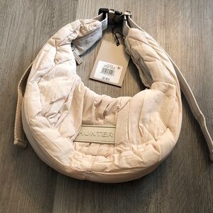 Hunter Lune Ruched Nylon Mini Hobo Shoulder Bag In Oyster Adjustable Strap NWT